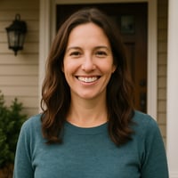 Women standing in front of home close up and smiling