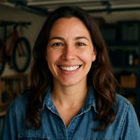 smiling woman in her garage close up-1